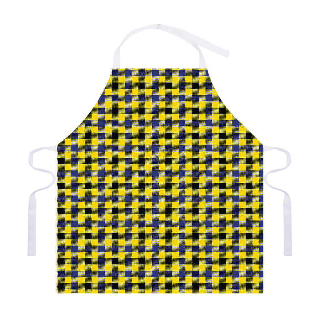 Yellow Black And Navy Plaid Print Adjustable Apron
