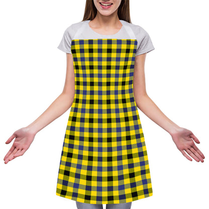 Yellow Black And Navy Plaid Print Adjustable Apron