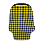 Yellow Black And Navy Plaid Print Baby Seat Cover