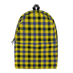 Yellow Black And Navy Plaid Print Backpack