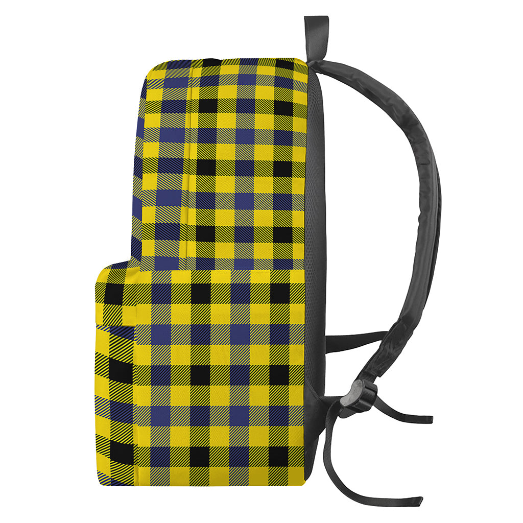 Yellow Black And Navy Plaid Print Backpack