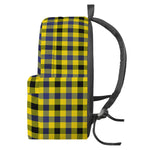 Yellow Black And Navy Plaid Print Backpack