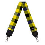 Yellow Black And Navy Plaid Print Bag Strap