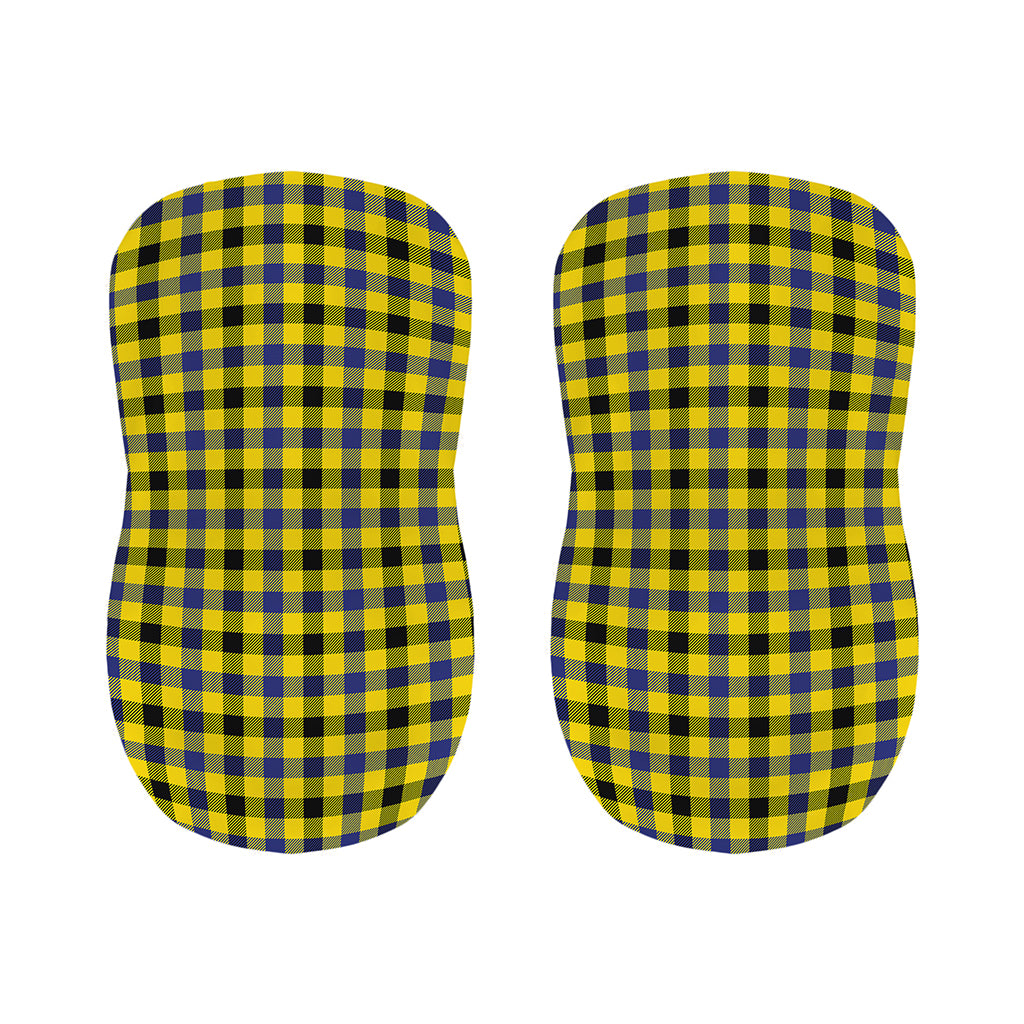 Yellow Black And Navy Plaid Print Bar Stool Covers