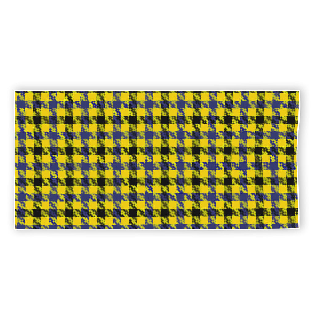 Yellow Black And Navy Plaid Print Beach Towel