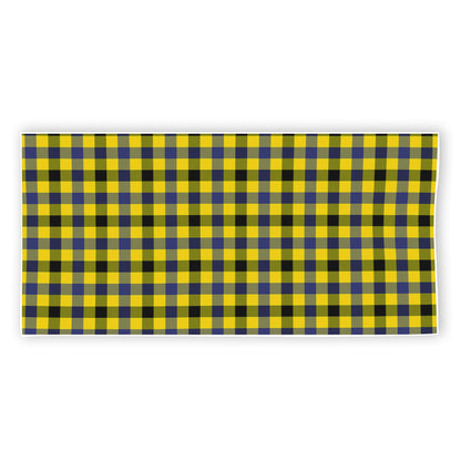 Yellow Black And Navy Plaid Print Beach Towel