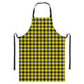 Yellow Black And Navy Plaid Print Bib Apron With Pocket