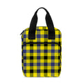 Yellow Black And Navy Plaid Print Bible Tote Bag