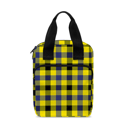Yellow Black And Navy Plaid Print Bible Tote Bag