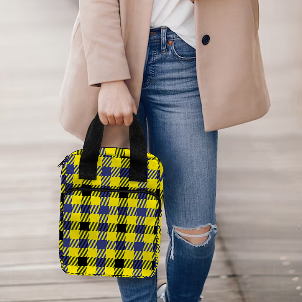 Yellow Black And Navy Plaid Print Bible Tote Bag