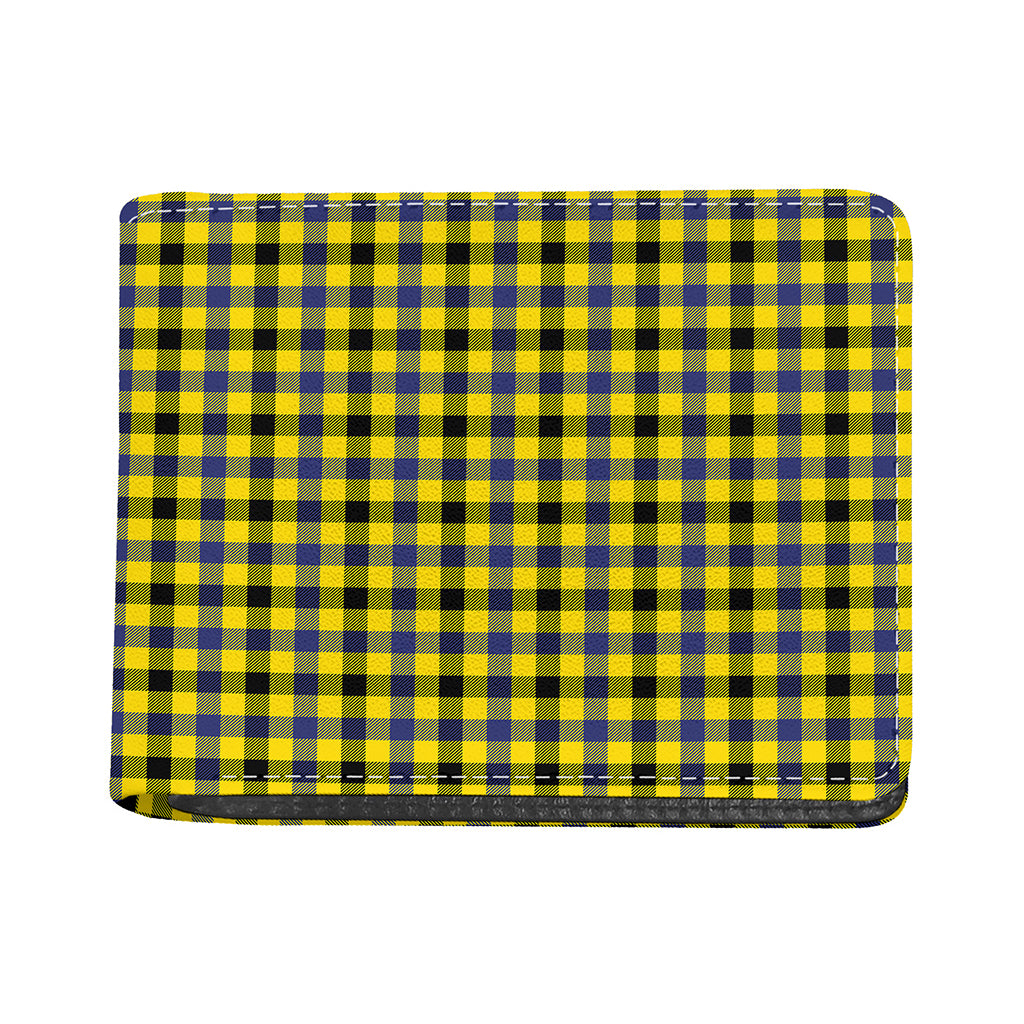 Yellow Black And Navy Plaid Print Bifold Wallet