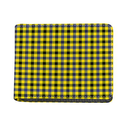 Yellow Black And Navy Plaid Print Bifold Wallet