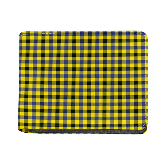 Yellow Black And Navy Plaid Print Bifold Wallet