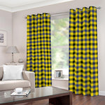 Yellow Black And Navy Plaid Print Blackout Grommet Curtains