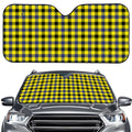 Yellow Black And Navy Plaid Print Car Windshield Sun Shade