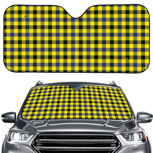 Yellow Black And Navy Plaid Print Car Windshield Sun Shade
