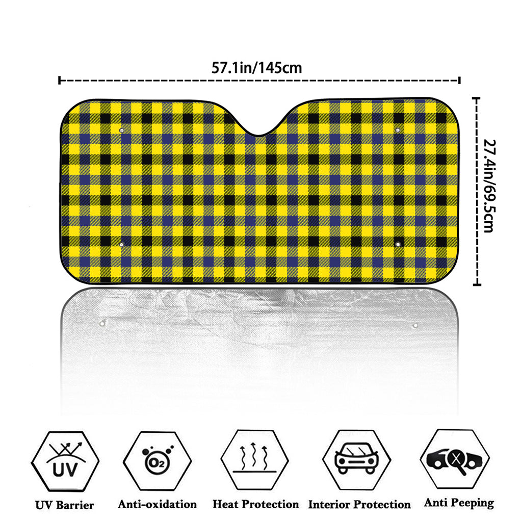 Yellow Black And Navy Plaid Print Car Windshield Sun Shade
