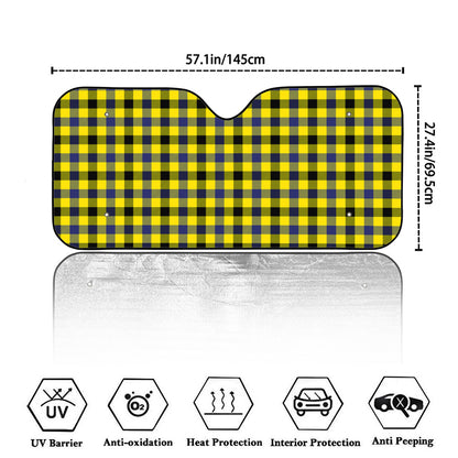 Yellow Black And Navy Plaid Print Car Windshield Sun Shade