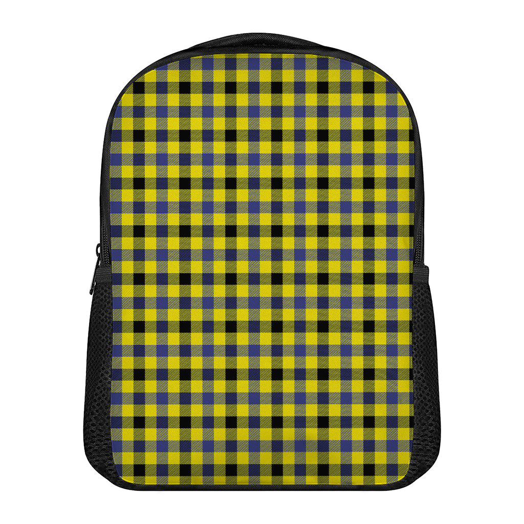 Yellow Black And Navy Plaid Print Casual Backpack
