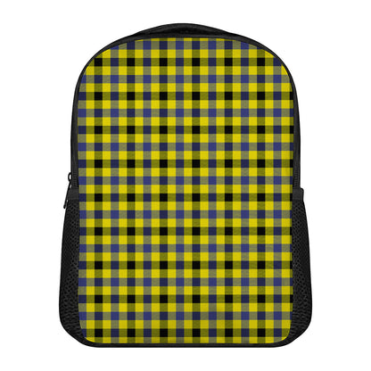 Yellow Black And Navy Plaid Print Casual Backpack