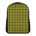 Yellow Black And Navy Plaid Print Casual Backpack