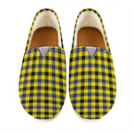 Yellow Black And Navy Plaid Print Casual Shoes