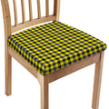 Yellow Black And Navy Plaid Print Chair Cushion Cover