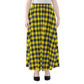 Yellow Black And Navy Plaid Print Chiffon Maxi Skirt