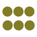 Yellow Black And Navy Plaid Print Coaster Set