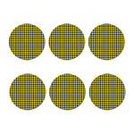 Yellow Black And Navy Plaid Print Coaster Set