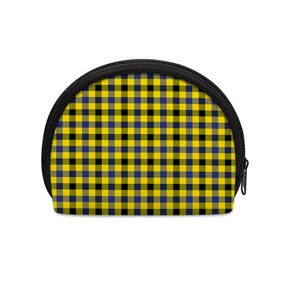 Yellow Black And Navy Plaid Print Coin Purse