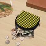 Yellow Black And Navy Plaid Print Coin Purse
