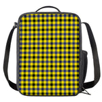 Yellow Black And Navy Plaid Print Crossbody Lunch Bag