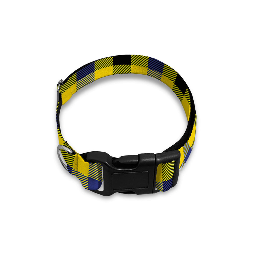 Yellow Black And Navy Plaid Print Dog Collar
