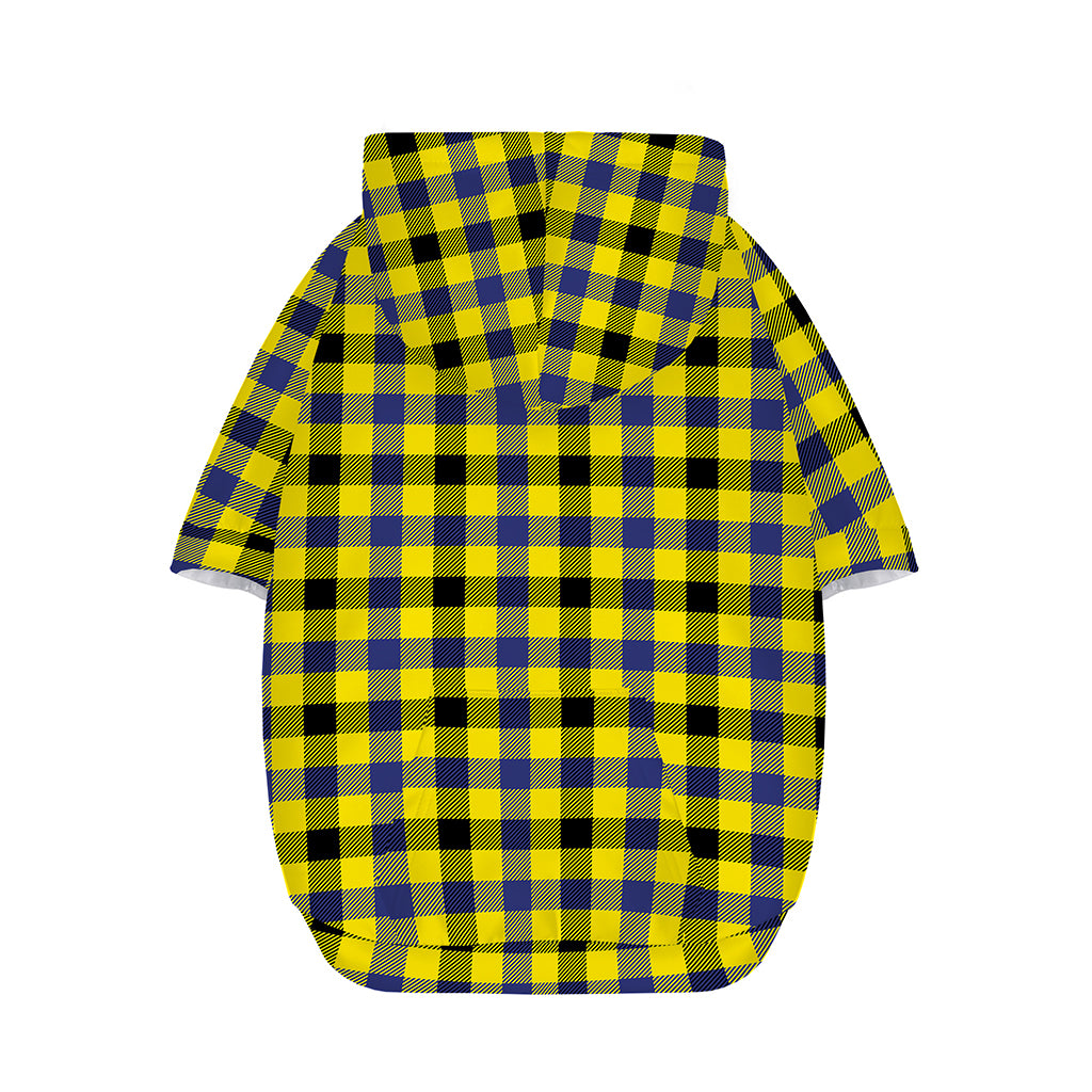 Yellow Black And Navy Plaid Print Dog Zip Up Hoodie