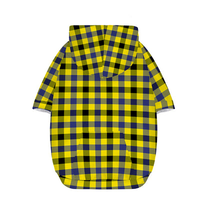Yellow Black And Navy Plaid Print Dog Zip Up Hoodie