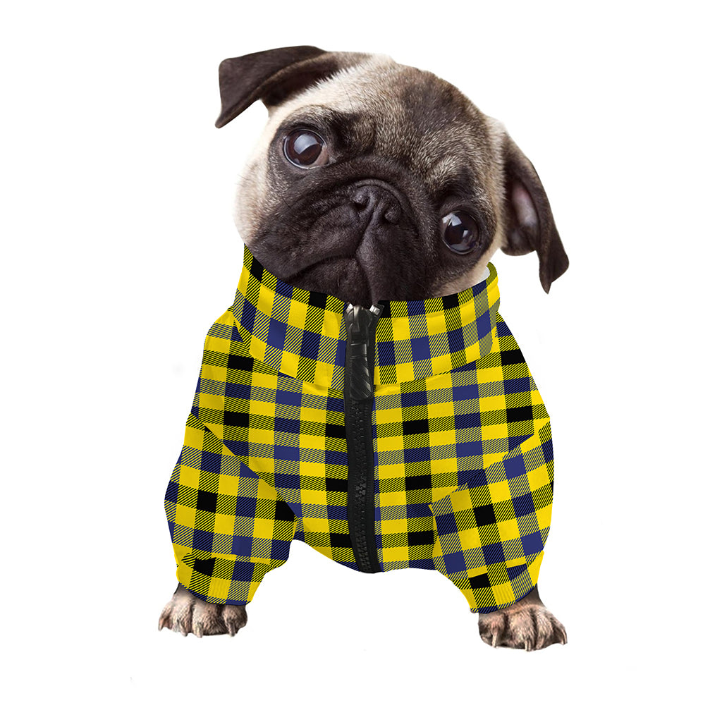 Yellow Black And Navy Plaid Print Dog Zip Up Jacket