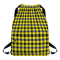 Yellow Black And Navy Plaid Print Drawstring Backpack