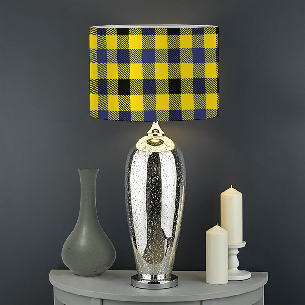 Yellow Black And Navy Plaid Print Drum Lamp Shade