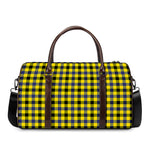 Yellow Black And Navy Plaid Print Duffle Bag