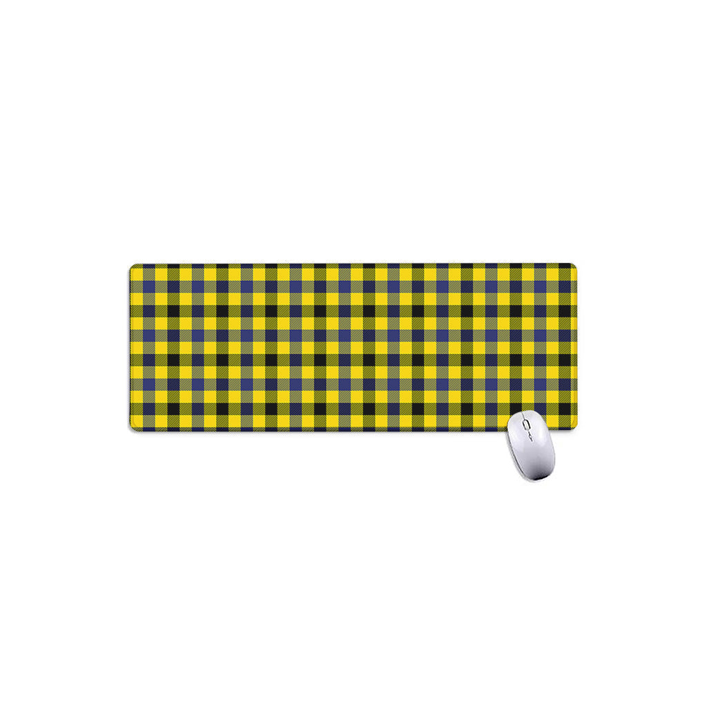 Yellow Black And Navy Plaid Print Extended Mouse Pad