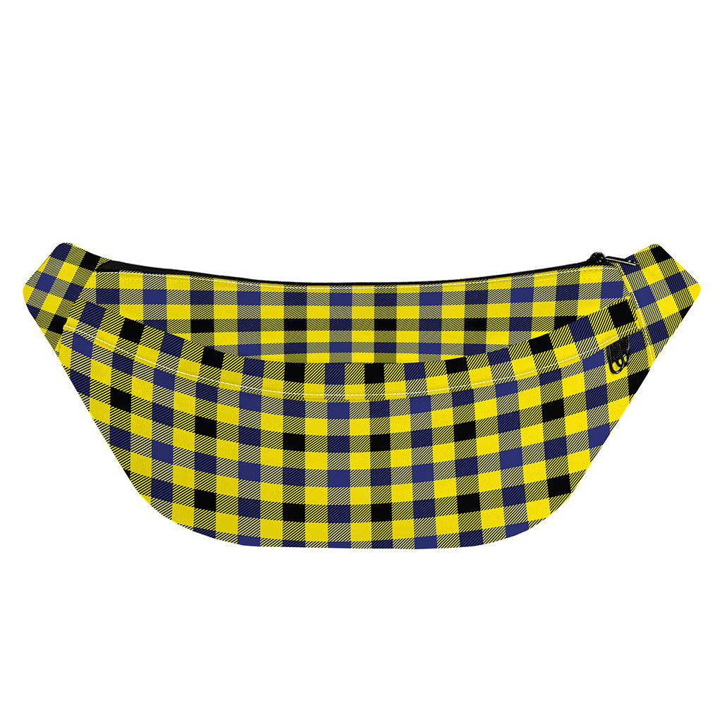 Yellow Black And Navy Plaid Print Fanny Pack