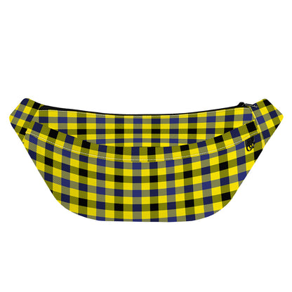 Yellow Black And Navy Plaid Print Fanny Pack