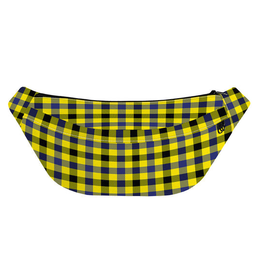Yellow Black And Navy Plaid Print Fanny Pack