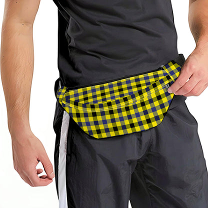 Yellow Black And Navy Plaid Print Fanny Pack