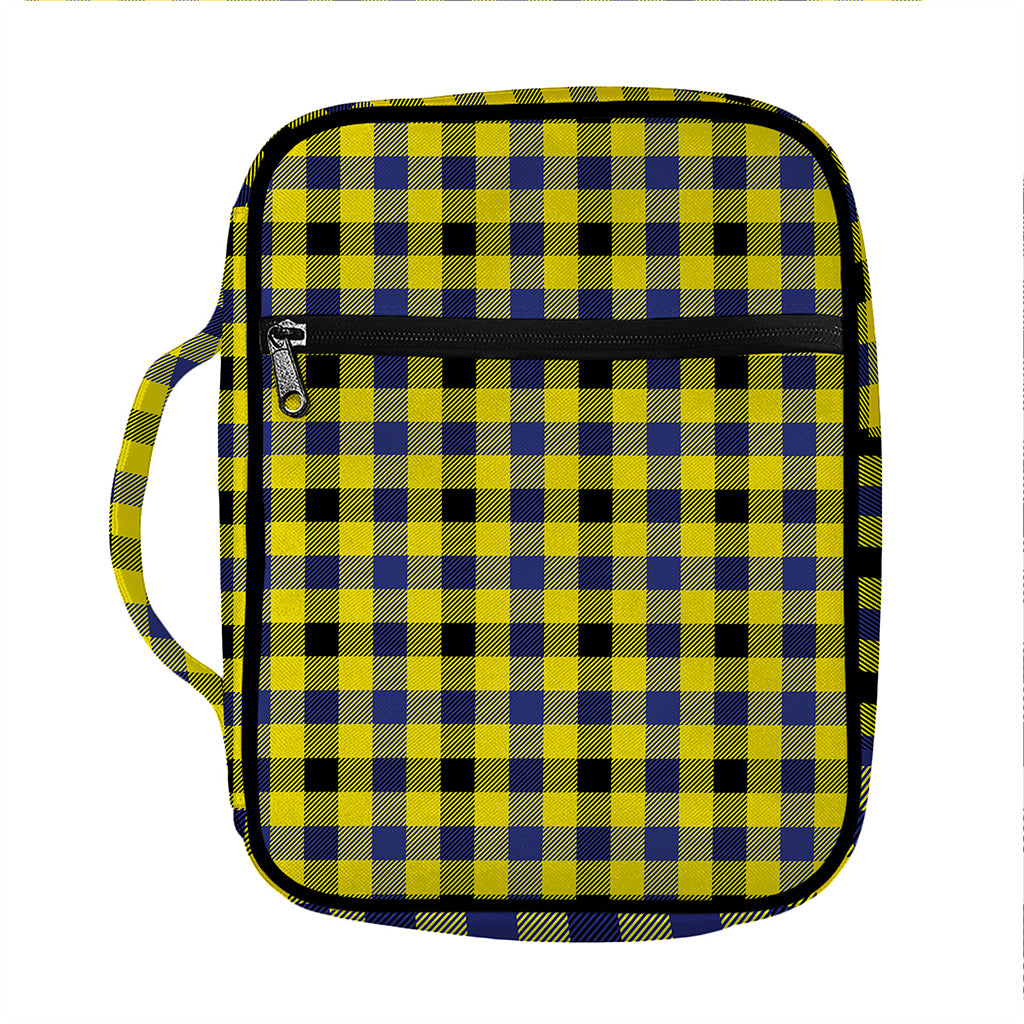 Yellow Black And Navy Plaid Print Front Pocket Bible Bag