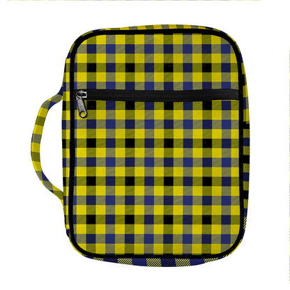 Yellow Black And Navy Plaid Print Front Pocket Bible Bag