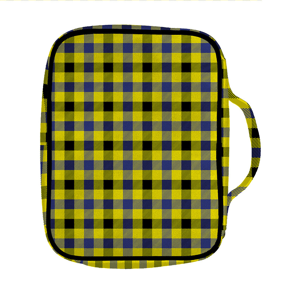 Yellow Black And Navy Plaid Print Front Pocket Bible Bag