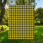 Yellow Black And Navy Plaid Print Garden Flag