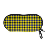 Yellow Black And Navy Plaid Print Glasses Case